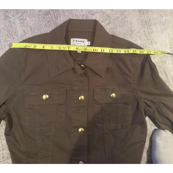 FRAME Denim Women's Olive Green Peplum Denim Jacket sz S - Picture 6 of 8